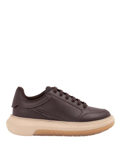 Emporio Armani Sneakers In Brown