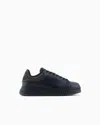 Emporio Armani Sneakers En Cuir Avec Arrière En Caoutchouc Et Semelle Crantée