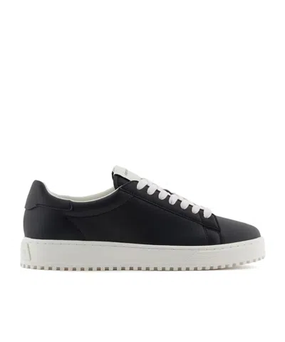 Emporio Armani Sneakers In Pelle In Black