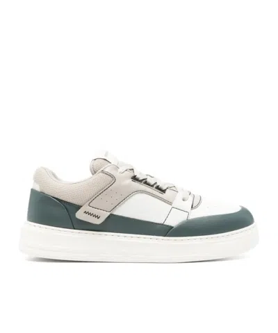 Emporio Armani Sneakers In Pelle Con Inserti A Contrasto In White