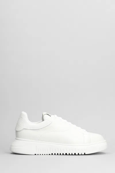 Emporio Armani Sneakers In White Leather