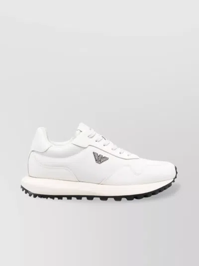 Emporio Armani Sneakers Leather Panel Recycled Material In White