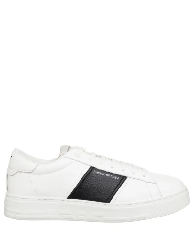 Pre-owned Emporio Armani Sneakers Men X4x570xn840k488 White - Black Leather Logo Detail