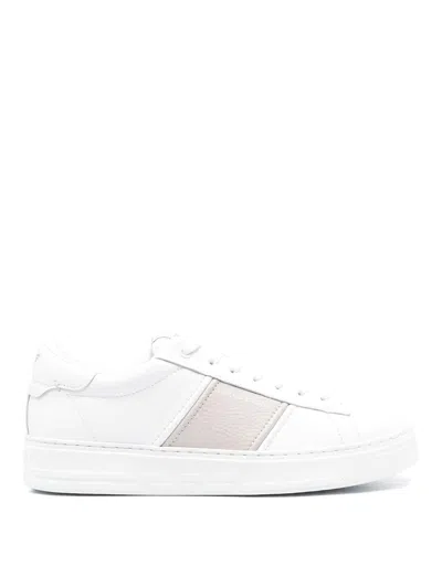 Emporio Armani Soft-leather Sneakers With Wingtip Detail In Metallic