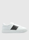 Emporio Armani Calf Leather Grained Texture Sneakers In White