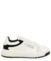 Emporio Armani Leather Sneakers With Eagle Plate In White