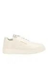 Emporio Armani Embossed-logo Sneakers In White