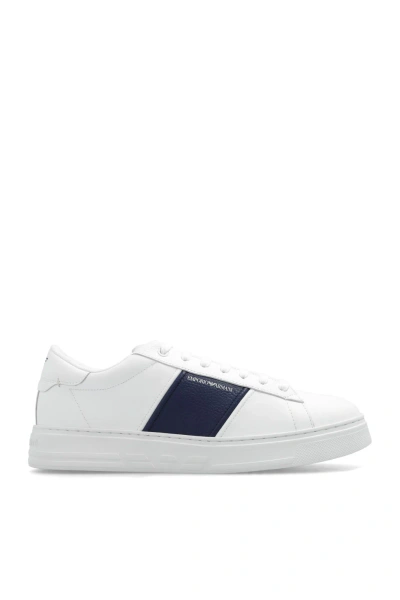 Emporio Armani Sneakers With Logo In Bianco