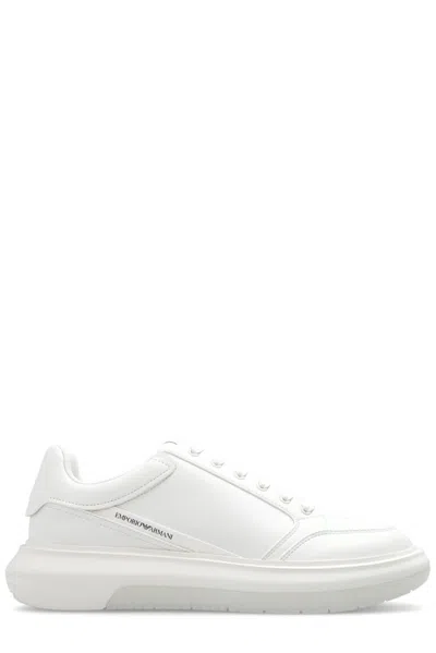 Emporio Armani Low-top Leather Sneakers In White