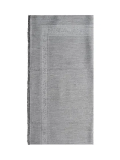 Emporio Armani Soft Knit Scarf In Grigio