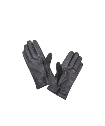 Emporio Armani Solid Color Leather Gloves In Black