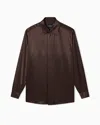 Emporio Armani Solid-colour, Pleated Fabric Shirt In Black