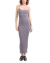Emporio Armani Womens Ribbed Rectangle-hardware Sleeveless Knitted Midi Dress Shadow In Grey
