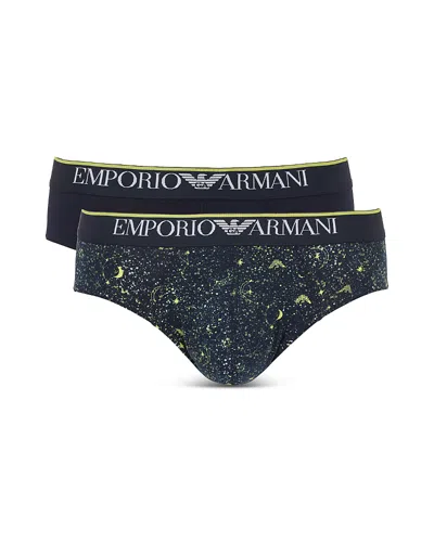 Emporio Armani Sparkling Stars Briefs, 2-pack In Blue