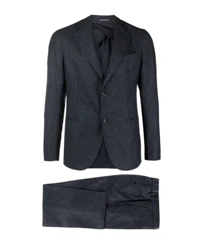 Emporio Armani Speckled Single-breasted Suit In Black