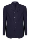 Emporio Armani Textured Fabric Long Sleeve Jacket In Blue