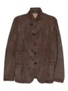 Emporio Armani Single-breasted Blazer Jacket Textured Finish In Brown