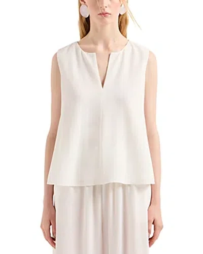 Emporio Armani Split Neck Blouse In Warm White