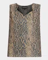 Emporio Armani Split-neck Tie Sleeveless Blouse In Snake Print