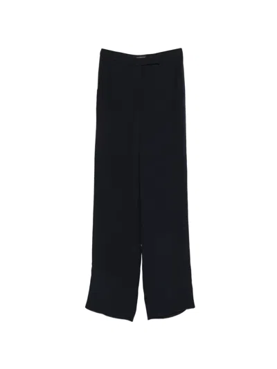 Emporio Armani Straight Leg Trousers Elastic Waistband Pockets In Black