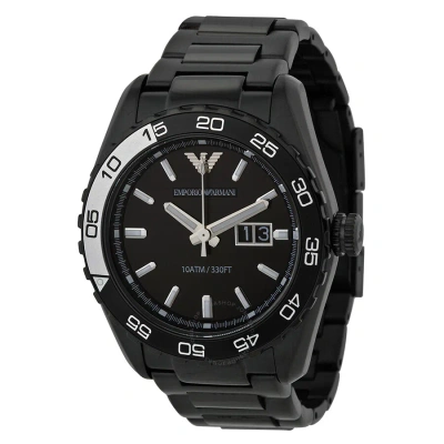 Emporio Armani Sportivo Black Dial Blaxk Ion-plated Men's Watch Ar6049