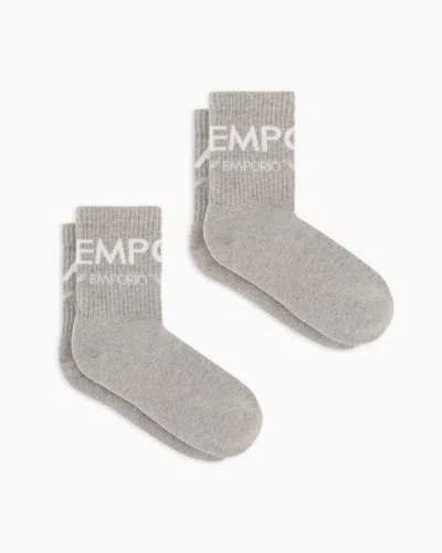 Emporio Armani Sportliche Socken Aus Frottée Mit Logo In Jacquard-verarbeitung Im 2er-pack In Multi