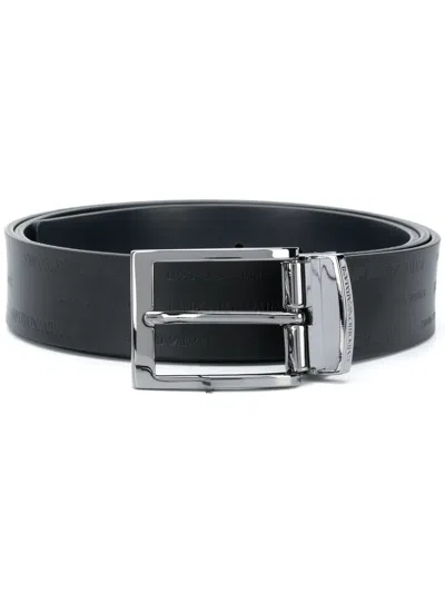 Emporio Armani Square Buckle Belt In Black