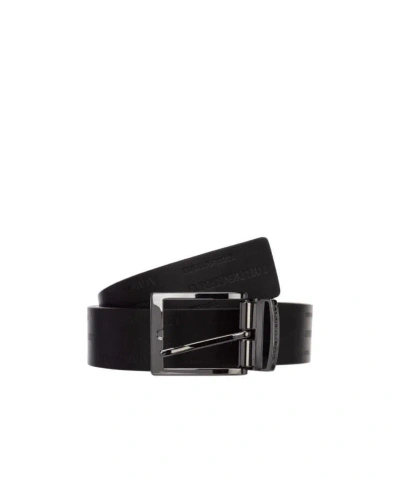 Emporio Armani Square Buckle Belt In Black