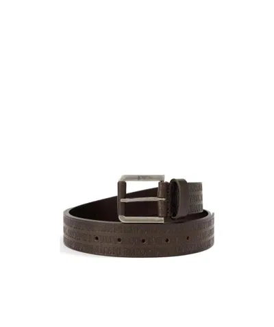 Emporio Armani Square Buckle Belt In Black