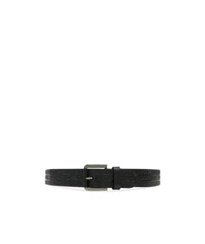 Emporio Armani Square Buckle Belt In Black