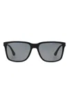 Emporio Armani 56mm Polarized Square Sunglasses In Black