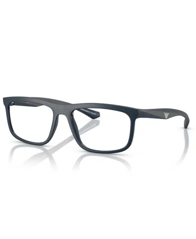 Emporio Armani Square Men's Eyeglasses, Ea3246 In Matte Blue
