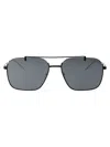 Emporio Armani Shiny Black Metal Sunglasses In Gray