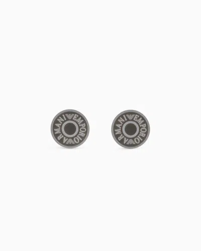Emporio Armani Stainless Steel And Ip Gun-plating Cufflink In Multicoloured