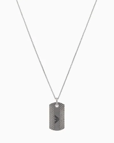 Emporio Armani Stainless Steel Dog Tag Necklace In Multicolore