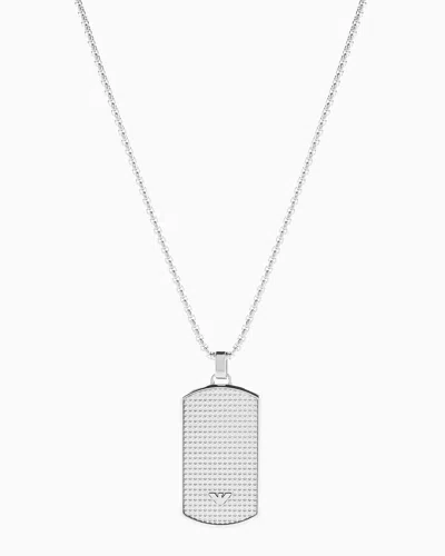 Emporio Armani Stainless Steel Dog Tag Necklace In Multicoloured