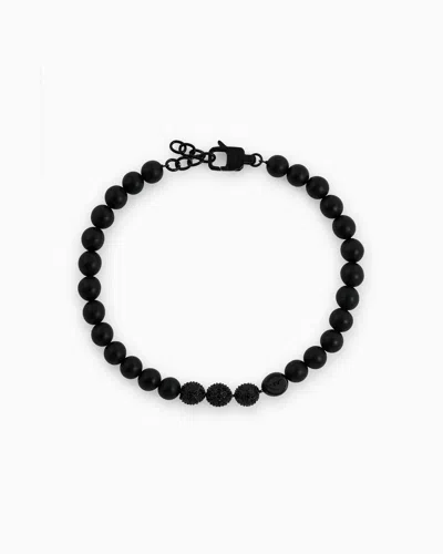 Emporio Armani Stainless Steel In Blacken Finishing Chain Bracelet In Multicoloured