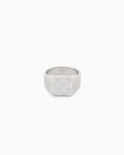 Emporio Armani Stainless Steel Signet Ring In Gray