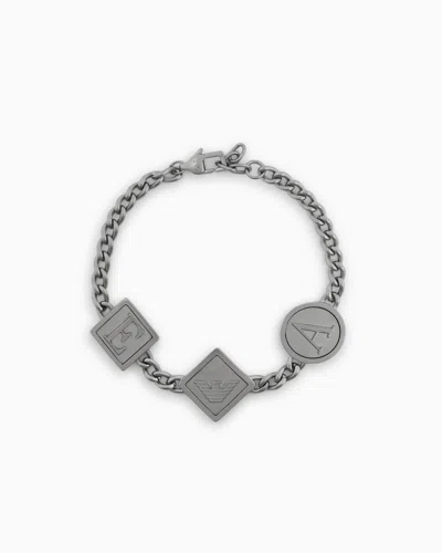 Emporio Armani Stainless Steel Station Chain Bracelet In Multicoloured