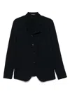 Emporio Armani Wool Blazer Jacket Front Pockets In Blue