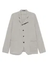Emporio Armani Mens Beige Scuro Melange Chunky-knit Asymmetric Wool-blend Blazer In Grey