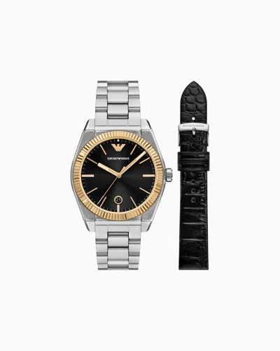 Emporio Armani Steel Strap Watches In Multicoloured