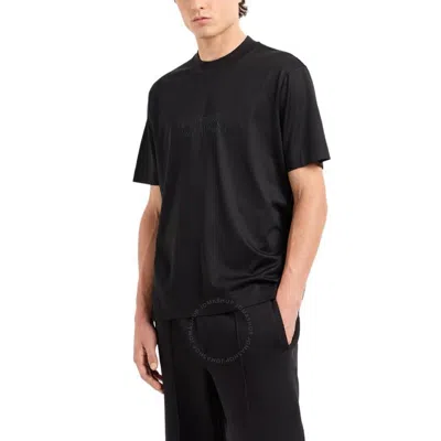Emporio Armani Stencil Effect Logo T-shirt In Black