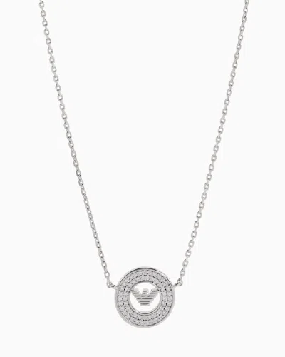 Emporio Armani Sterling Silver Pendant Necklace In Multicoloured