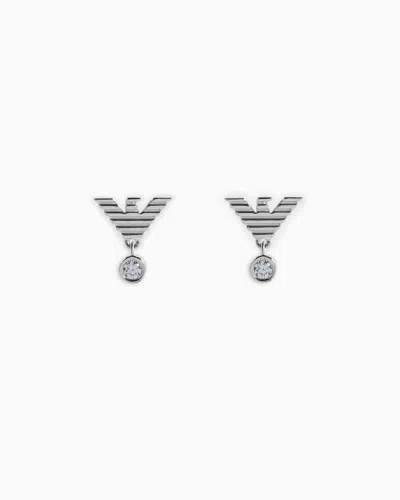 Emporio Armani Sterling Silver Stud Earrings In Multicoloured