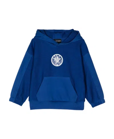 EMPORIO ARMANI STICKER SPLICED HOODED SWEATER