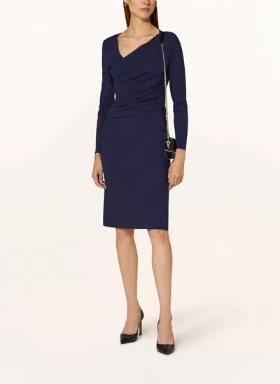 Emporio Armani Stitch Fabric Dress With Asymmetric Cross-over And Draping In Navy In Blue