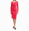 Emporio Armani Stitch Fabric Dress With Asymmetric Cross-over And Draping In Red