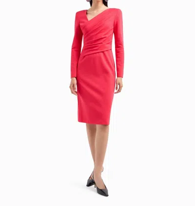 Emporio Armani Stitch Fabric Dress With Asymmetric Cross-over And Draping In Red