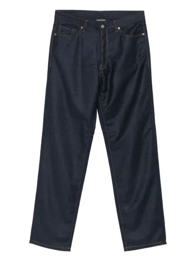 Emporio Armani Stitching Straight-leg Trousers In Black